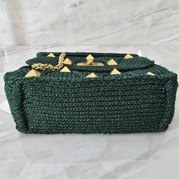 Valentino Garavani Green Handbag with Gold Accents - Picture 6 of 12
